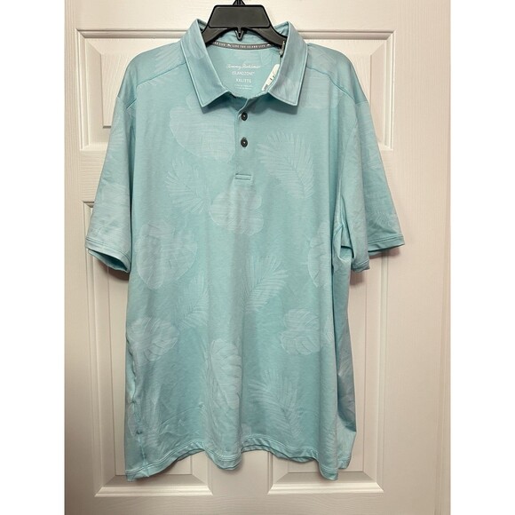 Size 2XL Tommy Bahama Palm Coast Delray Frond IslandZone Polo Hummingbird Blue - Picture 1 of 3